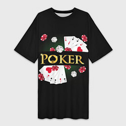 Футболка женская длинная Покер POKER, цвет: 3D-принт