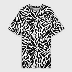 Женская длинная футболка Черно белый абстрактный узор