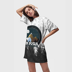 Футболка женская длинная Russian Тайга, цвет: 3D-принт — фото 2