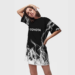 Футболка женская длинная Toyota Молния с огнем, цвет: 3D-принт — фото 2