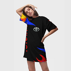 Футболка женская длинная Toyota Разноцветный огонь, цвет: 3D-принт — фото 2