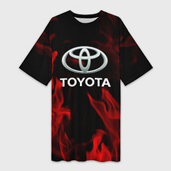 Футболка женская длинная Toyota Red Fire, цвет: 3D-принт