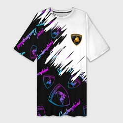 Женская длинная футболка Lamborghini pattern gradient