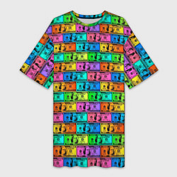 Женская длинная футболка Разноцветные Доллары