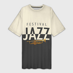 Футболка женская длинная JAZZ FESTIVAL, цвет: 3D-принт