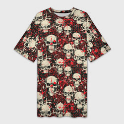 Женская длинная футболка Кровавые Черепа Skulls
