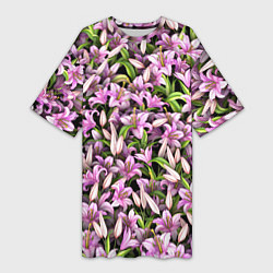 Женская длинная футболка Лилии цветут
