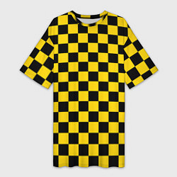 Женская длинная футболка Такси Шахматные Клетки