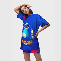 Футболка женская длинная Синий globox Rayman, цвет: 3D-принт — фото 2