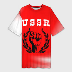Женская длинная футболка USSR - КУЛАК Космос