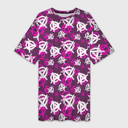 Футболка женская длинная Знаки разноцветные, цвет: 3D-принт