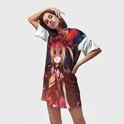 Футболка женская длинная Футболка anime, цвет: 3D-принт — фото 2