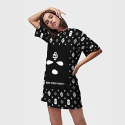 Футболка женская длинная Узор Black Phantom Ski Mask Dope Street Market, цвет: 3D-принт — фото 2