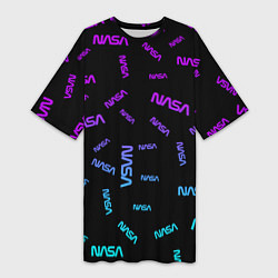 Женская длинная футболка NASA NEON PATTERN