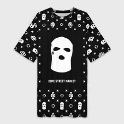 Футболка женская длинная Узор Black Ski Mask Dope Street Market, цвет: 3D-принт