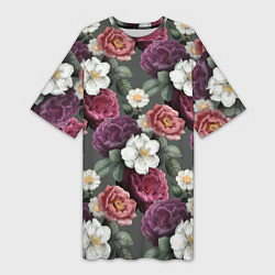 Женская длинная футболка Bouquet of flowers pattern
