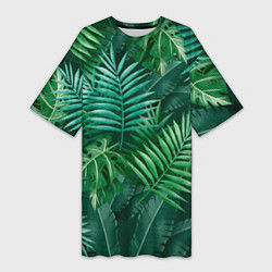 Женская длинная футболка Tropical plants pattern