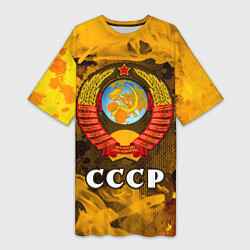 Женская длинная футболка СОВЕТСКИЙ СОЮЗ - ГЕРБ - Пламя