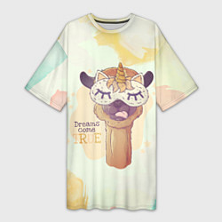 Футболка женская длинная Dream come true!, цвет: 3D-принт