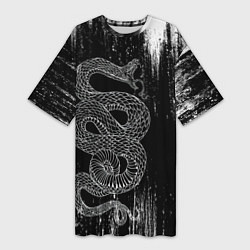 Женская длинная футболка Snake Краски Змея ЧБ