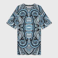 Женская длинная футболка Абстрактный узор в дудл стиле Рисунок от руки Лини