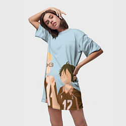 Футболка женская длинная Кэй и Тадаши, цвет: 3D-принт — фото 2