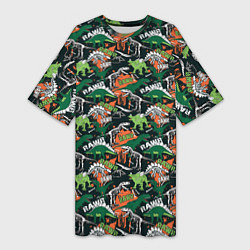 Женская длинная футболка Динозавры Dinosaurs