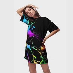 Футболка женская длинная Neon vanguard fashion pattern, цвет: 3D-принт — фото 2