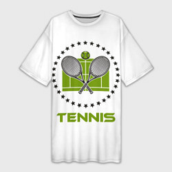 Футболка женская длинная TENNIS Теннис, цвет: 3D-принт