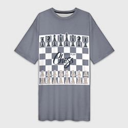 Футболка женская длинная Lets play chess, цвет: 3D-принт