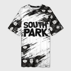 Женская длинная футболка Южный парк - персонажи и логотип South Park