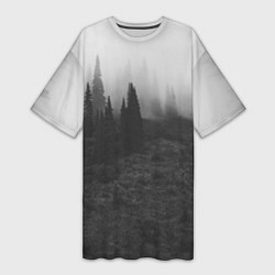 Женская длинная футболка Туманный лес - туман