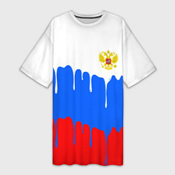 Футболка женская длинная Флаг герб russia, цвет: 3D-принт