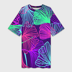 Футболка женская длинная Neon color pattern Fashion 2023, цвет: 3D-принт