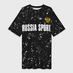 Женская длинная футболка РОССИЯ - ГЕРБ Russia Sport
