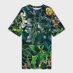 Женская длинная футболка Цветы Темный Сад