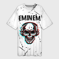 Женская длинная футболка Eminem ЧЕРЕП Потертости