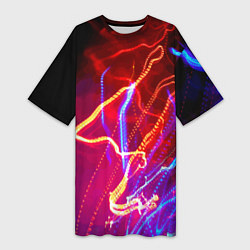 Футболка женская длинная Neon vanguard pattern Lighting, цвет: 3D-принт