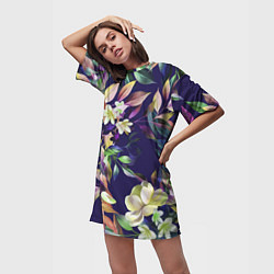 Футболка женская длинная Цветы Красочный Букет, цвет: 3D-принт — фото 2