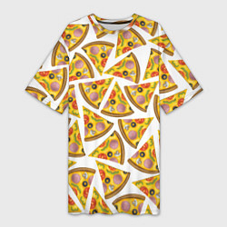 Женская длинная футболка Кусочки вкусной пиццы