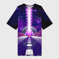 Женская длинная футболка Vaporwave Neon Space