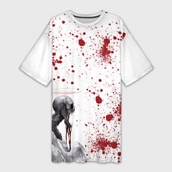 Женская длинная футболка Смерти подобно - кричит и кровь изо рта