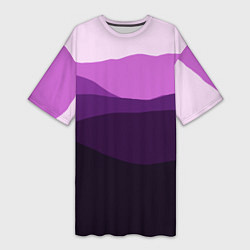 Футболка женская длинная Фиолетовый градиент горы абстракция, цвет: 3D-принт