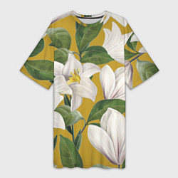Женская длинная футболка Цветы Белые Лилии