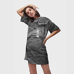 Футболка женская длинная Мятая сетчатая ткань Crumpled Mesh Fabric, цвет: 3D-принт — фото 2