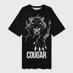Футболка женская длинная Cougar on the hunt - Пума на охоте, цвет: 3D-принт