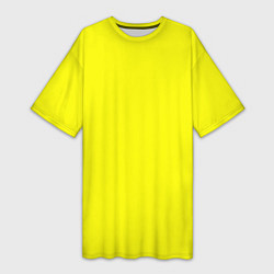 Футболка женская длинная Однотонный неоновый лимонный желтый тон, цвет: 3D-принт