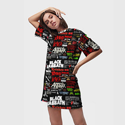 Футболка женская длинная THE TEXTURE OF MUSICAL ROCK BANDS, цвет: 3D-принт — фото 2