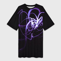Женская длинная футболка Неоновый узор - Фиолетовый