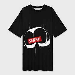 Женская длинная футболка Senpai ЧБ